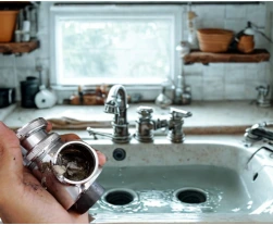 Plumber doing drain cleaning work